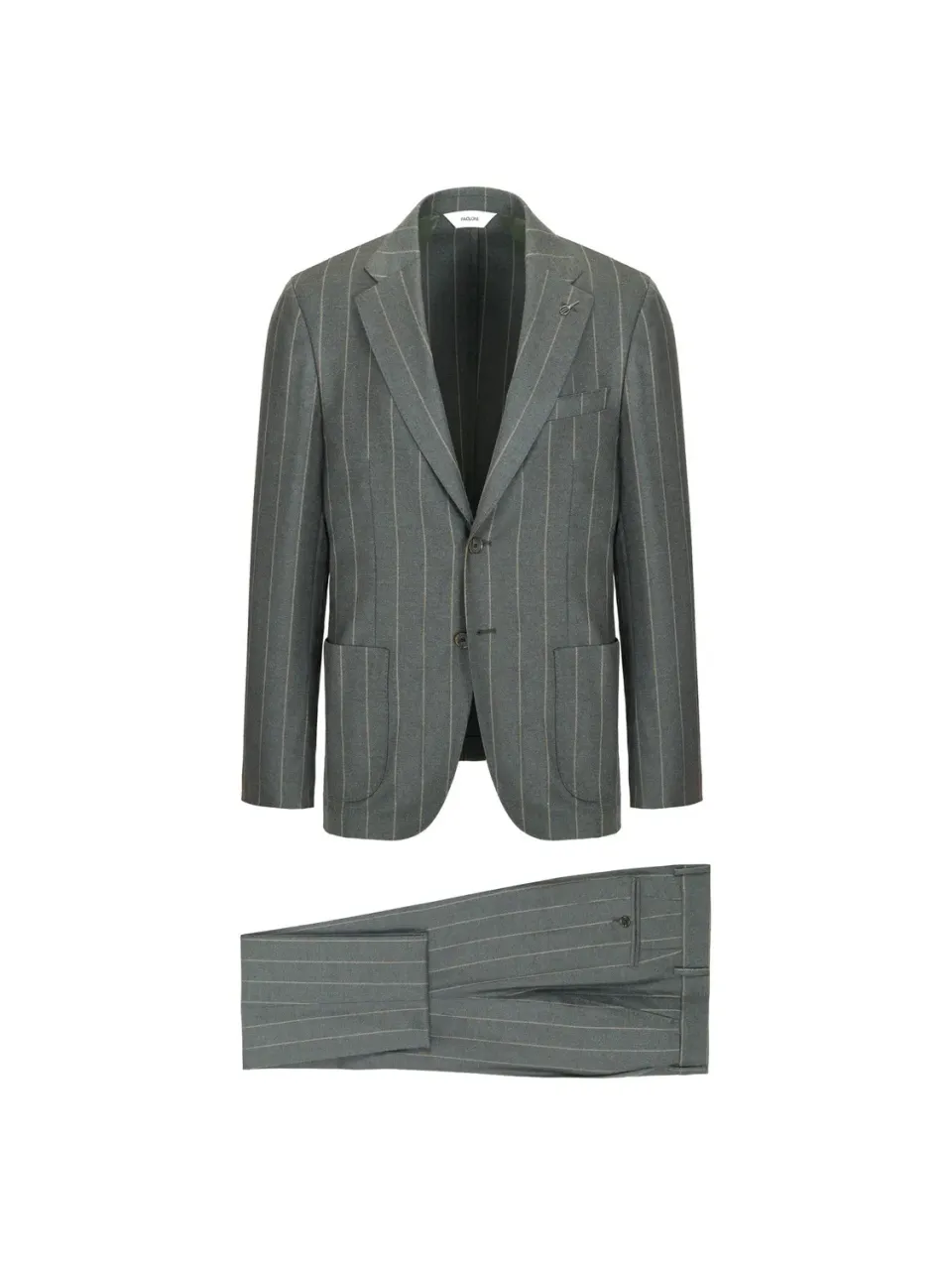 Paoloni Abito gessato pura lana stretch verde