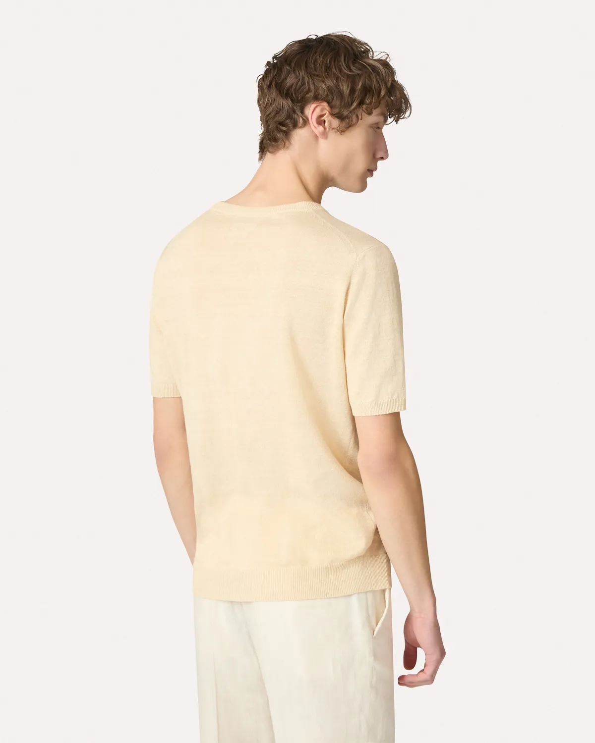Lardini t-shirt lino cotone panna manica corta