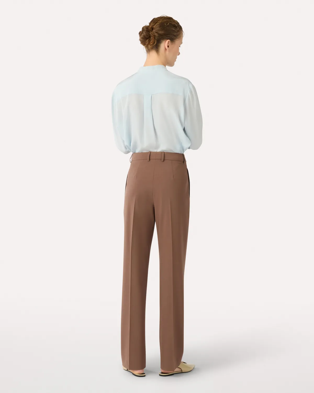 Lardini pantalone marrone lana stretch vita alta