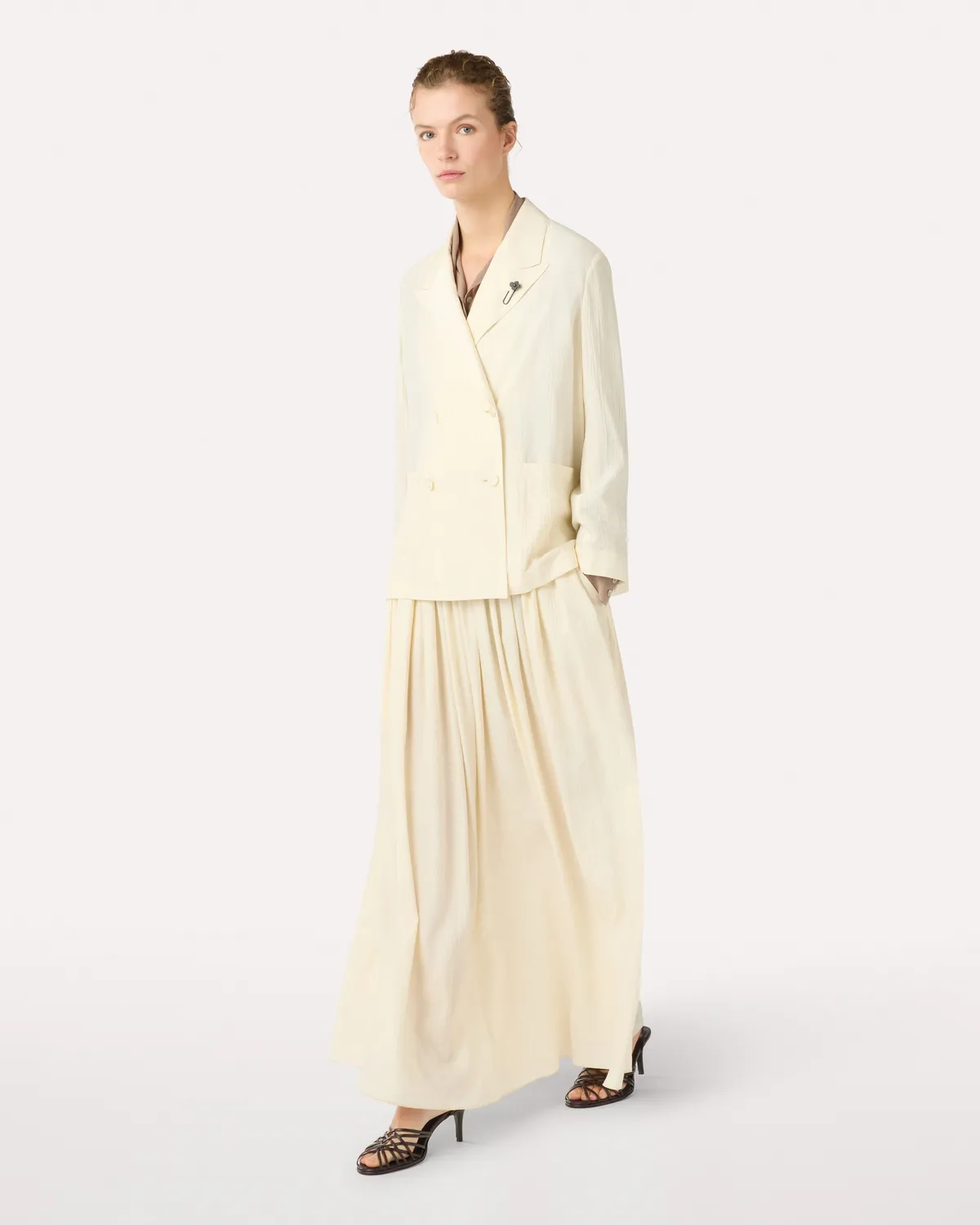 Lardini blazer donna doppiopetto viscosa panna decostruito