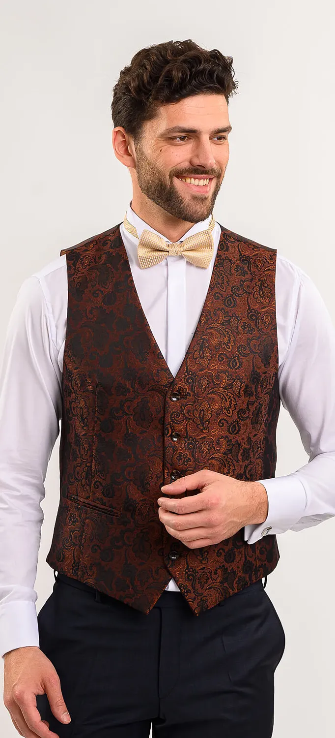 Alain Delon gilet elegante marrone fantasia slim fit