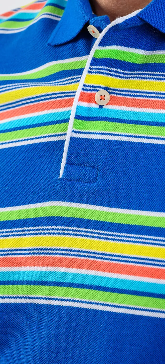 Alain Delon polo cotone a righe slim fit manica corta