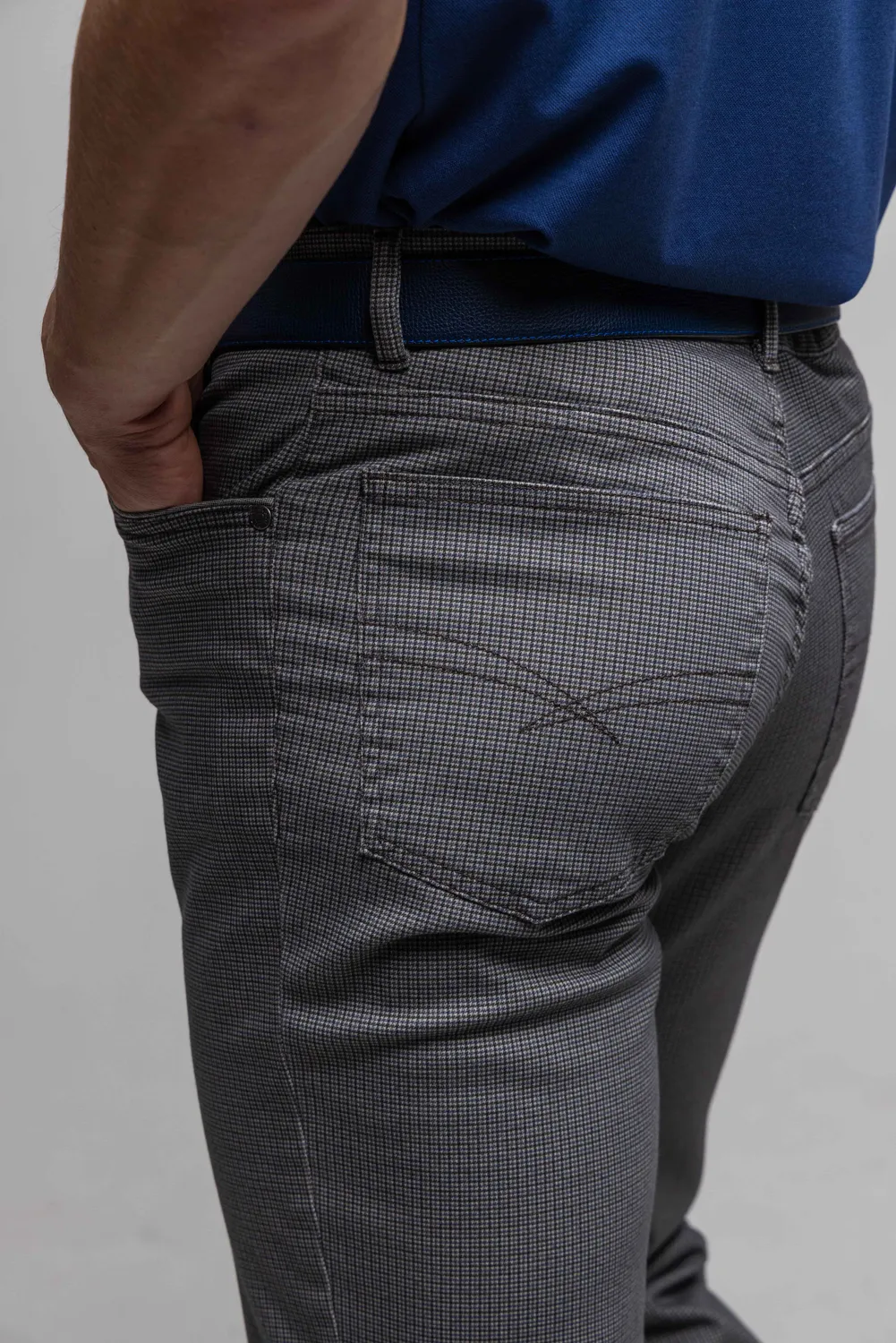 Alain Delon pantaloni casual pied-de-poule marrone grigio