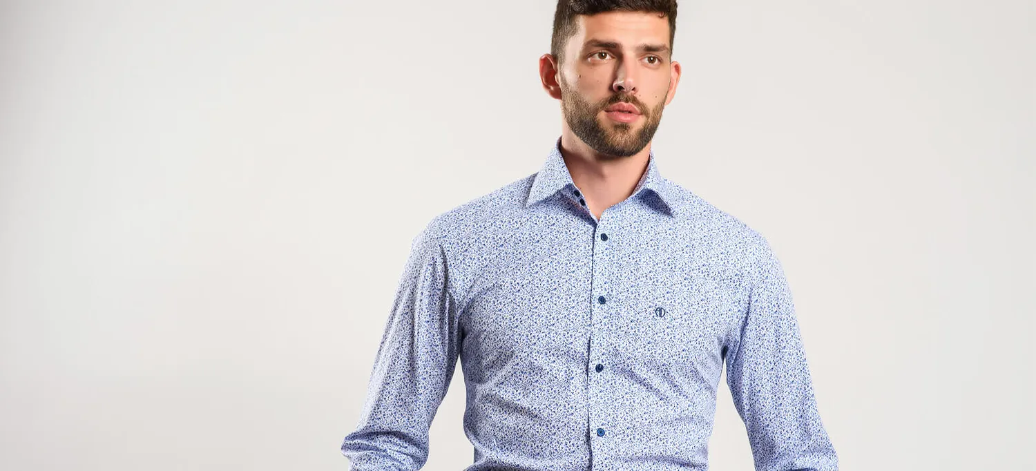 Alain Delon Camicia Extra Slim Fit Fantasia Stretch