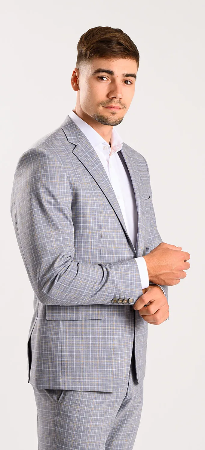 Alain Delon Grey Check Slim Fit abito grigio a quadri