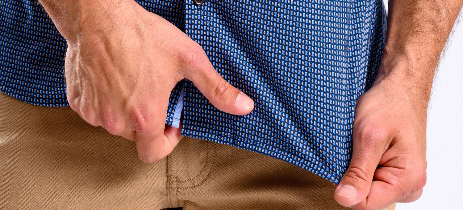 Alain Delon camicia manica corta blu stretch fantasia S