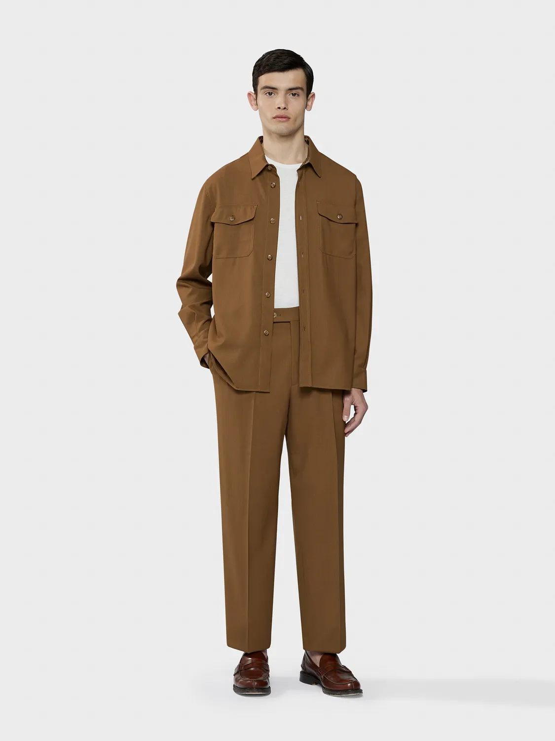 Caruso Houdini pantalone lana marrone regular