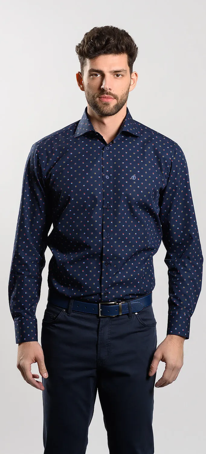 Alain Delon camicia casual blu navy extra slim fit
