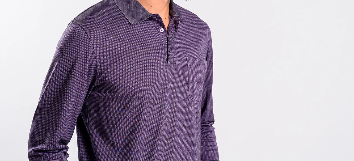 Alain Delon polo manica lunga viola micropima cotone