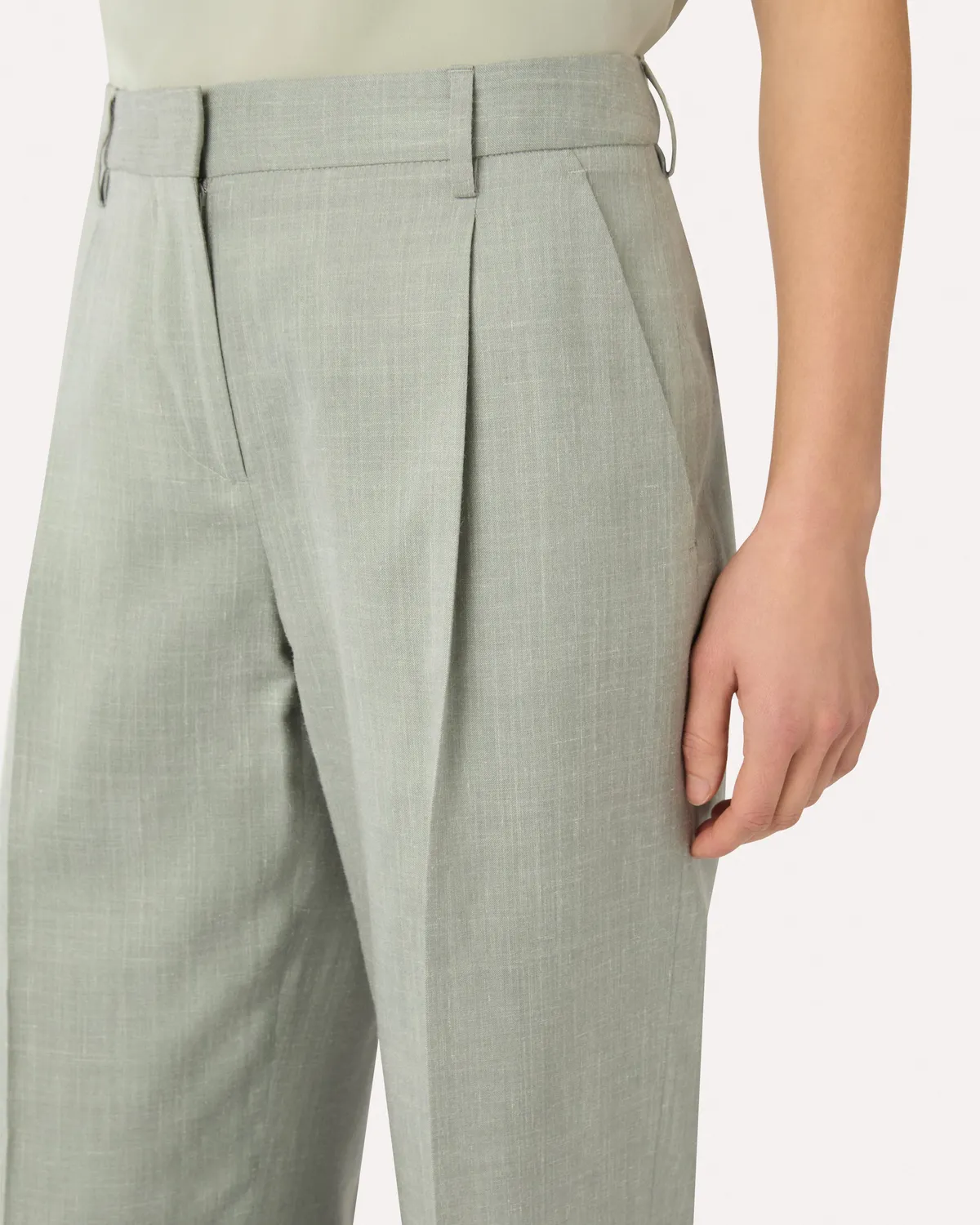 Lardini Pantalone twill lana seta lino verde gamba dritta