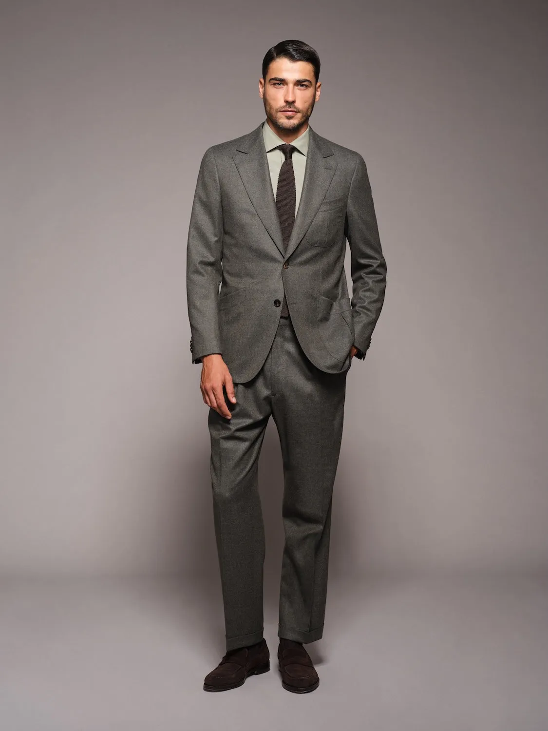 Caruso Norma Pantalone Flanella Lana Verde 48