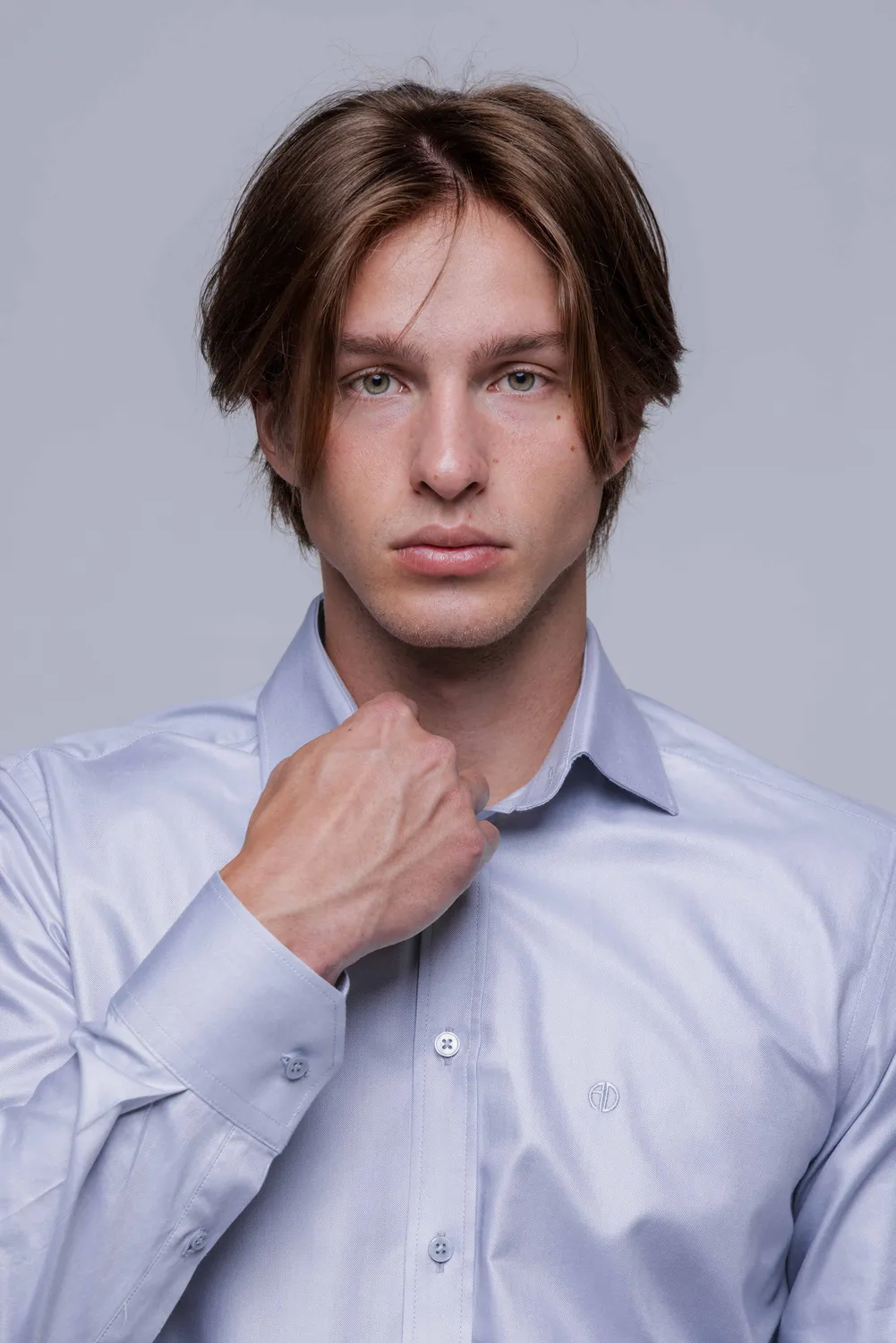 Alain Delon Oxford Extra Slim Fit camicia grigia cotone