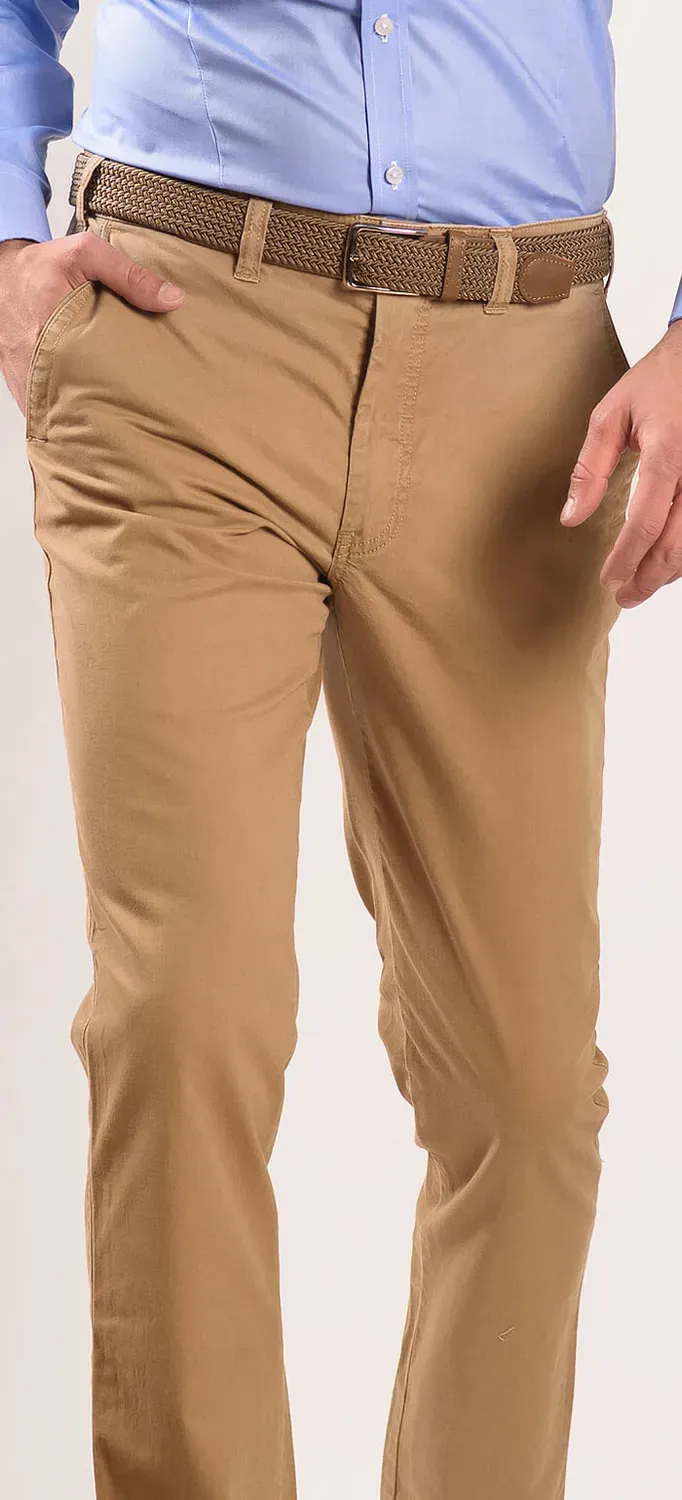 Alain Delon chino slim fit marrone cotone elasticizzato