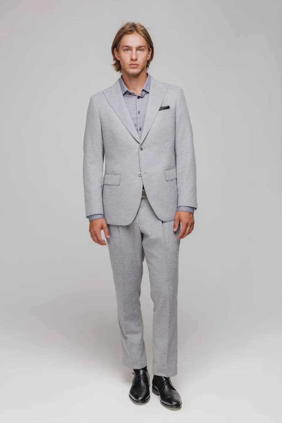 Alain Delon giacca slim fit grigia flanella revers larghi