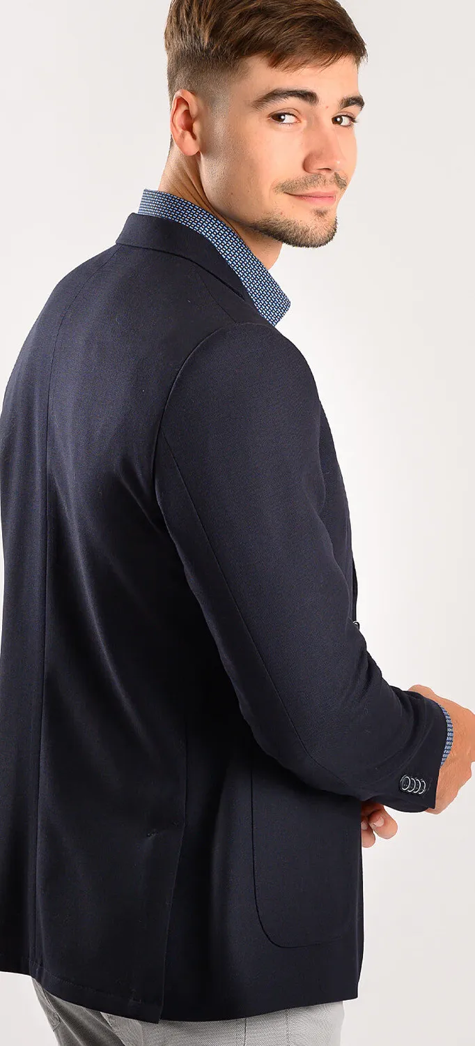 Alain Delon giacca lana blu navy tasche cucite slim fit
