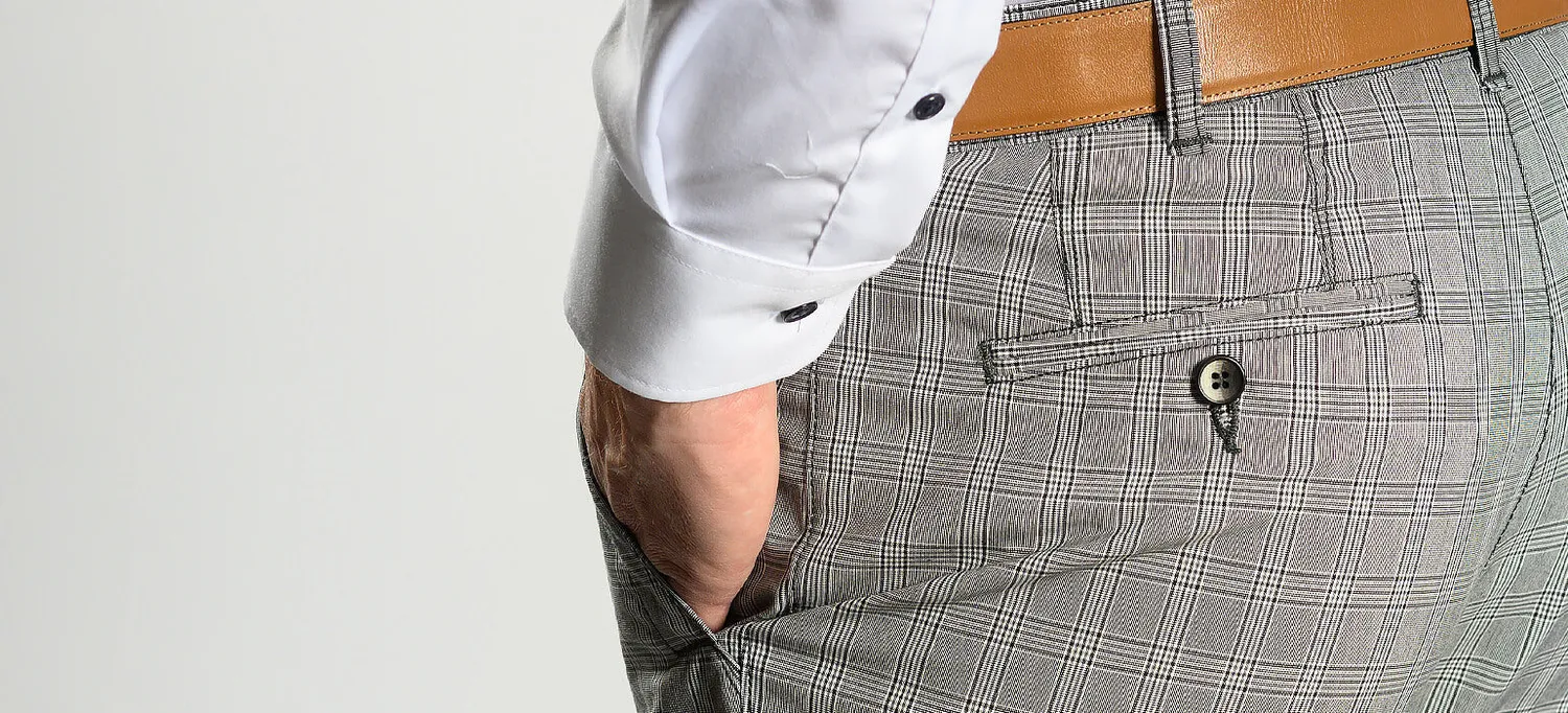 Alain Delon Slim Fit pantalone quadri grigio marrone