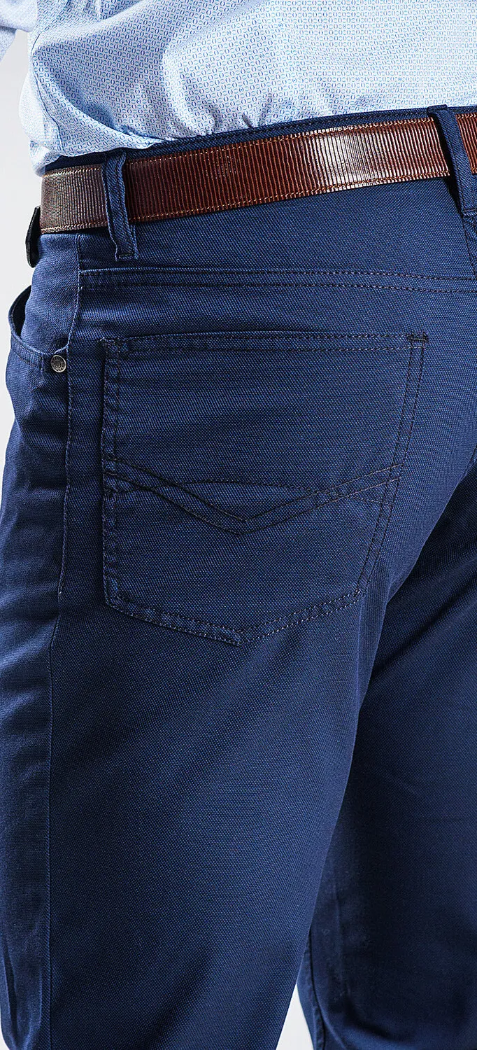 Alain Delon Blue Five-Pocket pantaloni slim in cotone blu