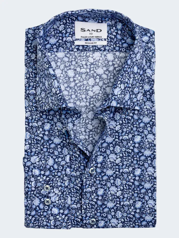 Sand Menswear Gordon camicia popeline cotone regular blu