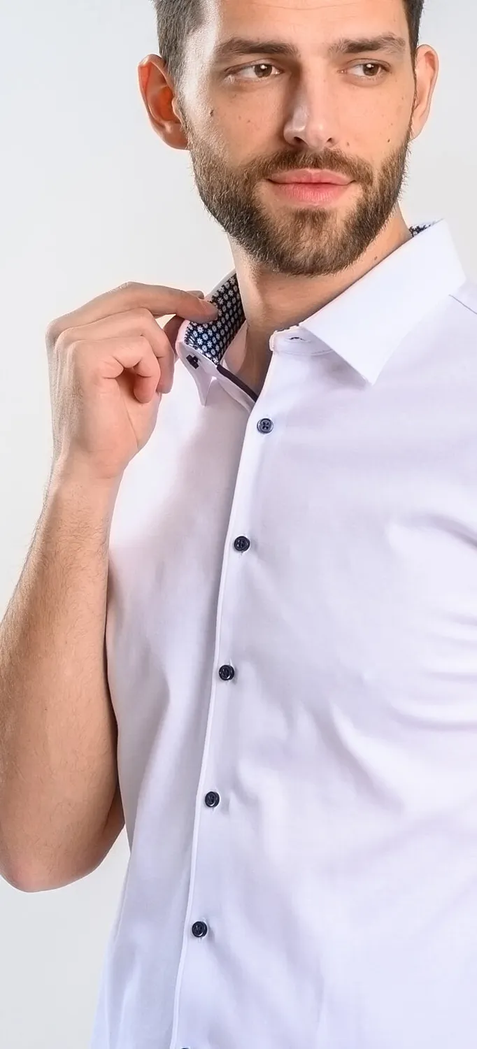 Alain Delon Camicia extra slim bianca manica corta cotone