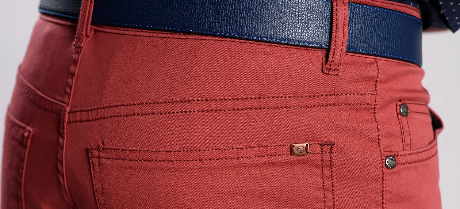 Alain Delon Pantaloni Rossi Uomo Cotone 34/34 Jeans