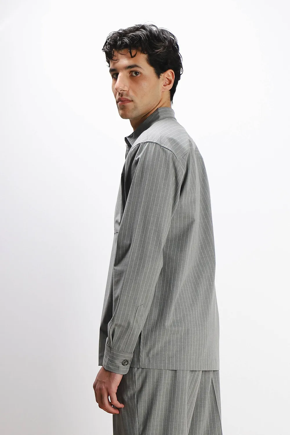 Sonny Bono Overshirt Righe Grigio Bottoni Smart