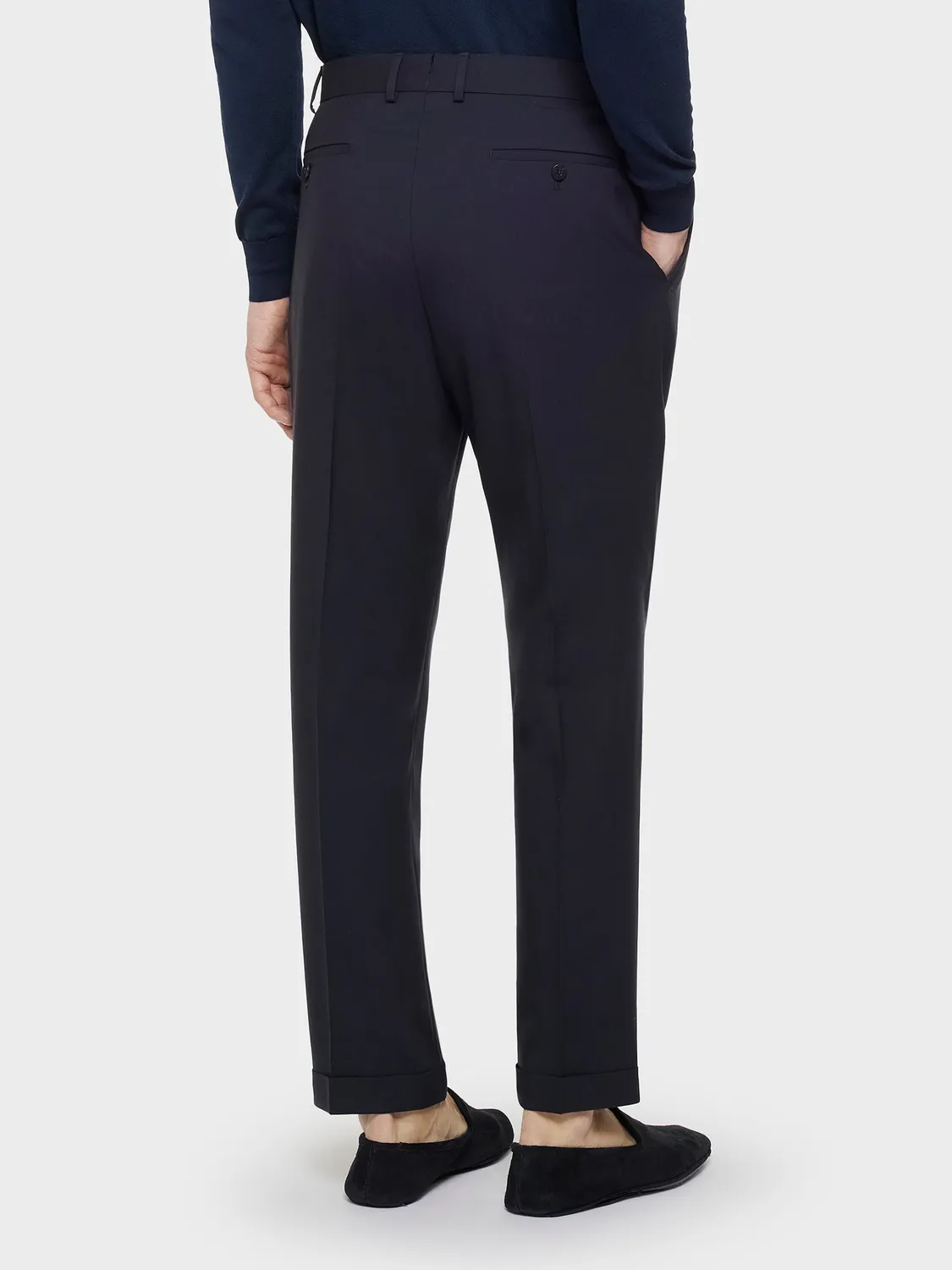 Caruso pantalone carrot fit lana blu navy