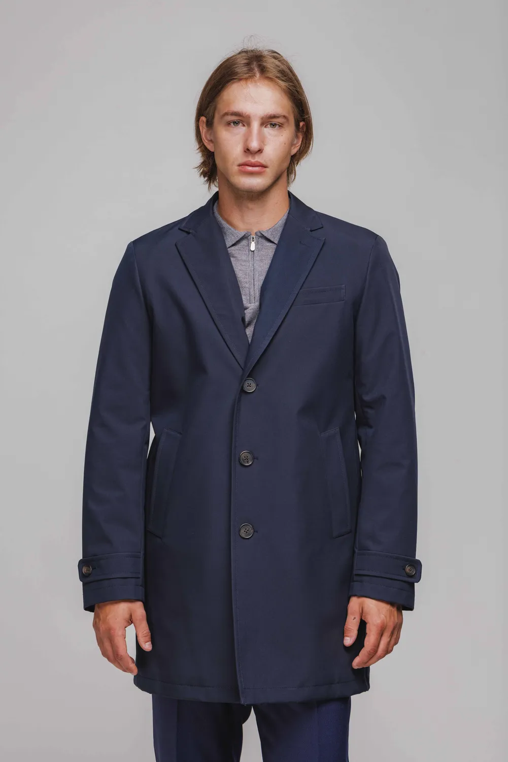 Alain Delon cappotto blu cappuccio taglia 50