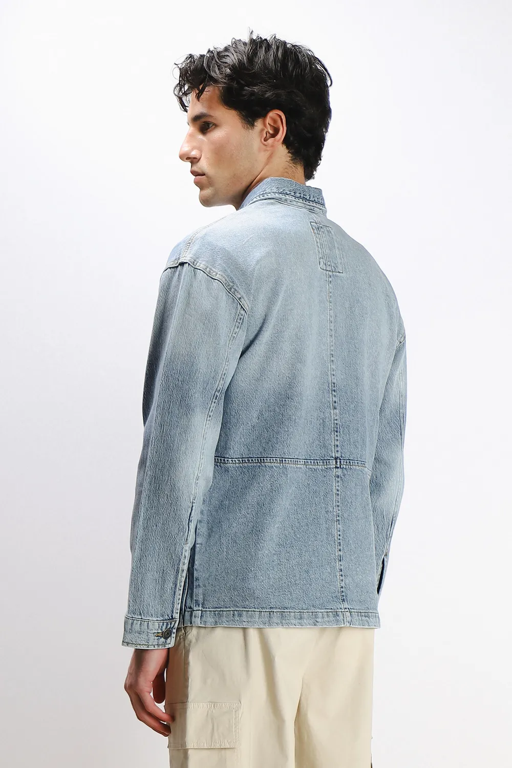 Sonny Bono Giubbotto Overshirt Denim Celeste Bottoni