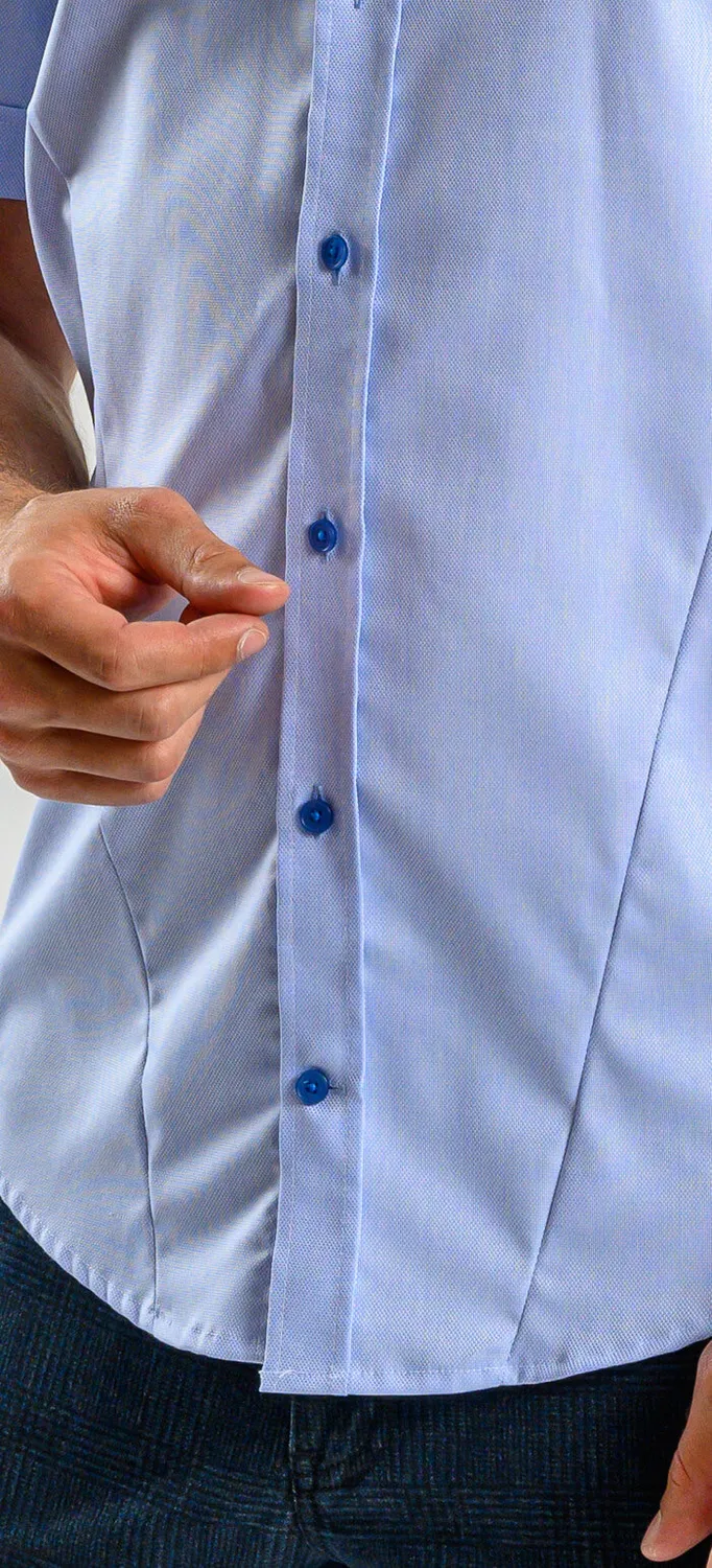 Alain Delon Blu camicia manica corta extra slim Getzner