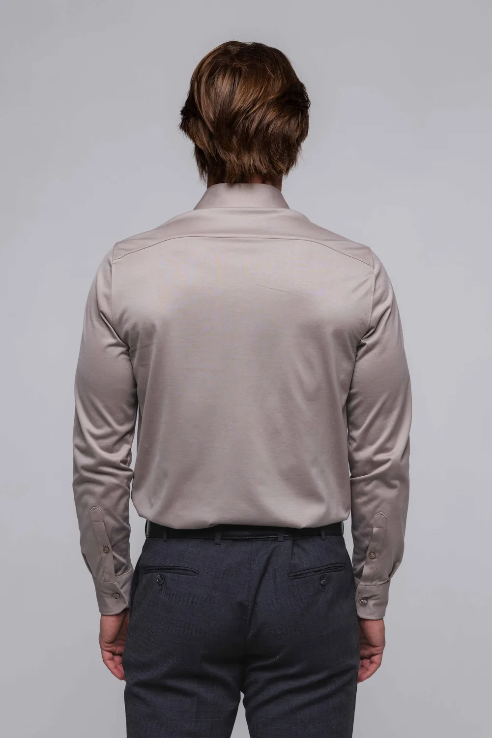 Alain Delon Extra Slim Fit camicia beige elasticizzata