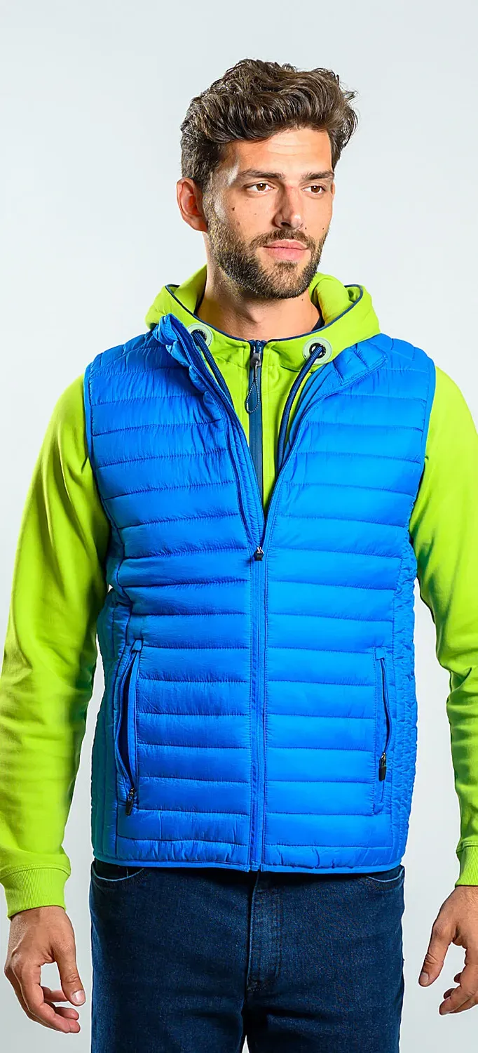 Alain Delon gilet trapuntato blu slim fit zip