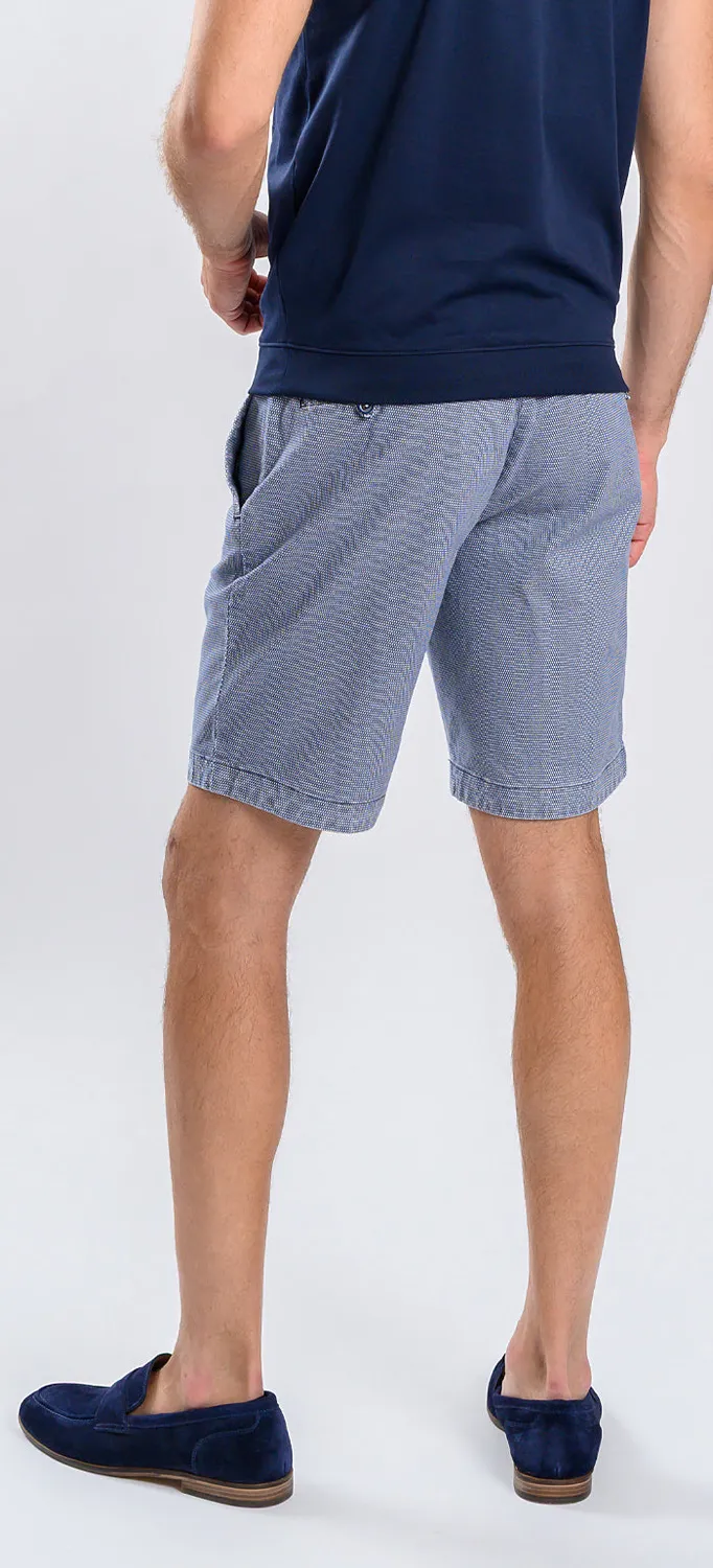Alain Delon shorts blu microfantasia slim cotone elasticizzato