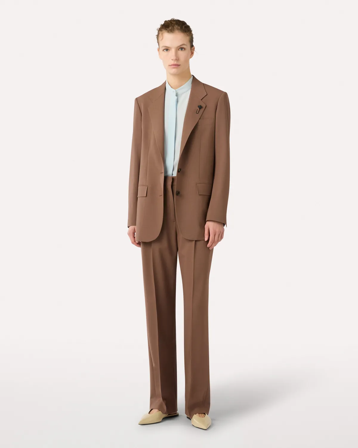 Lardini pantalone marrone lana stretch vita alta