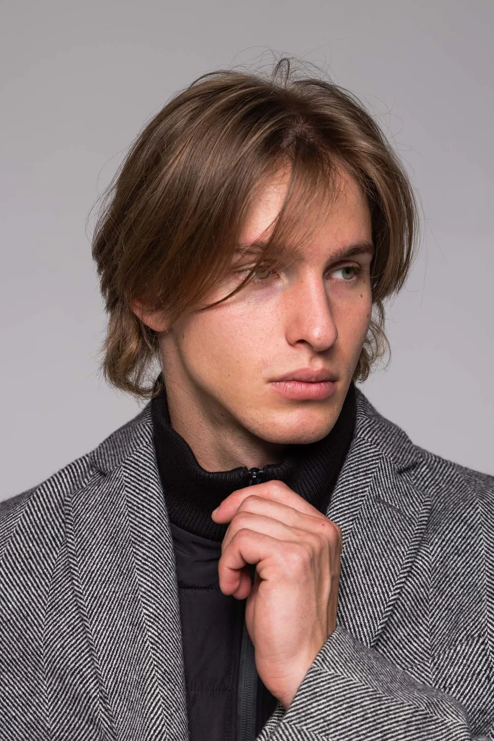 Alain Delon cappotto slim fit spigato lana bianco nero