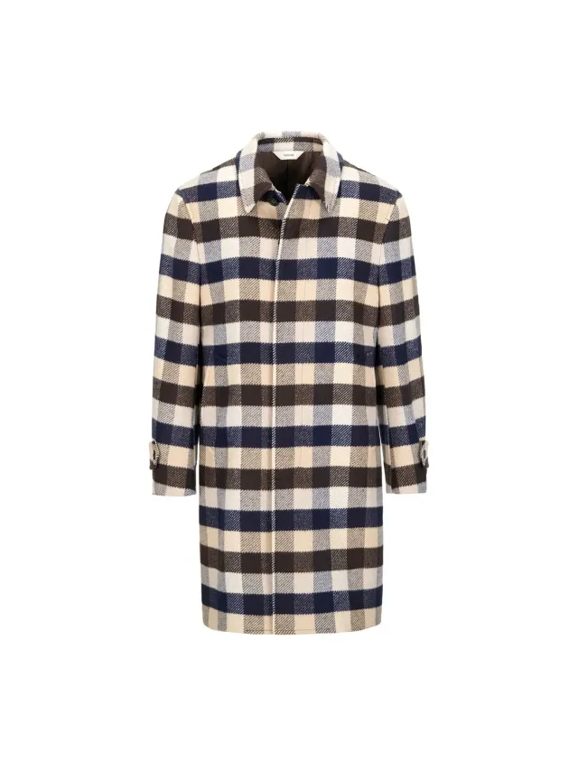 Paoloni Cappotto check marrone misto lana scomparsa