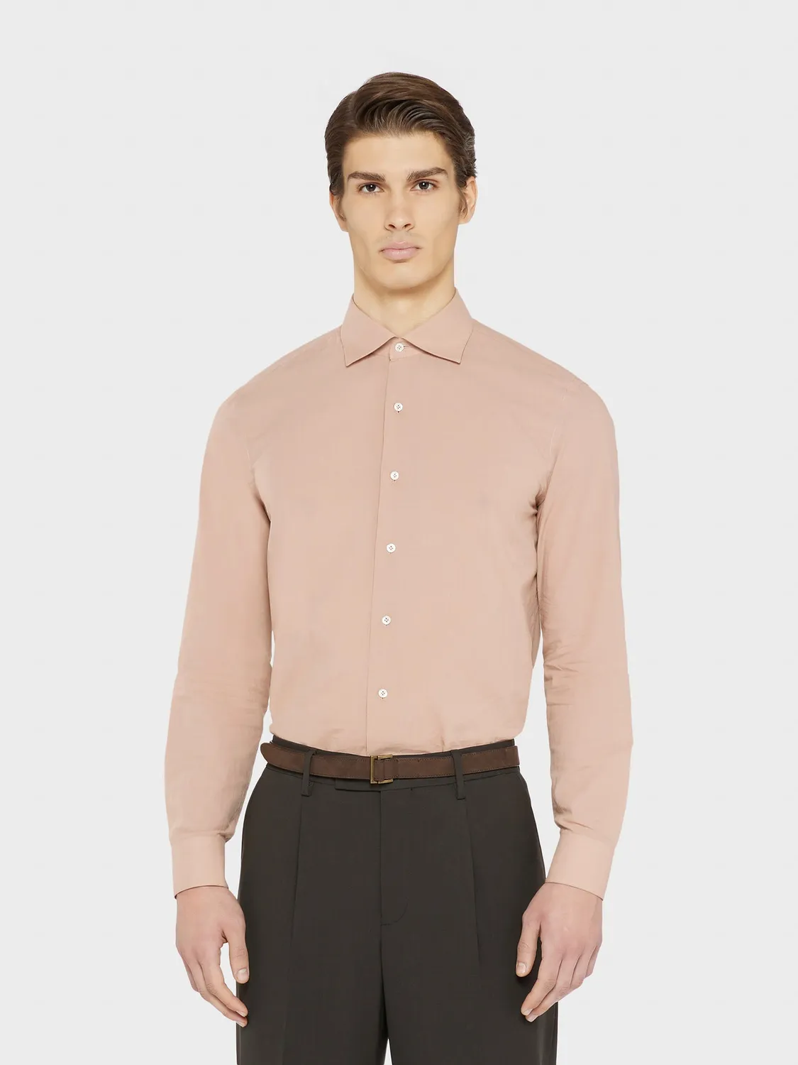 Caruso Butterfly camicia slim cotone rosa antico