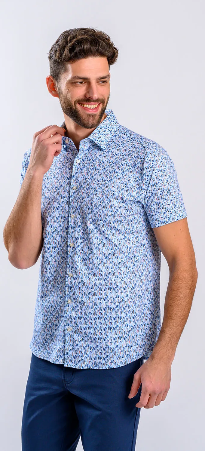 Alain Delon camicia manica corta stretch fantasia