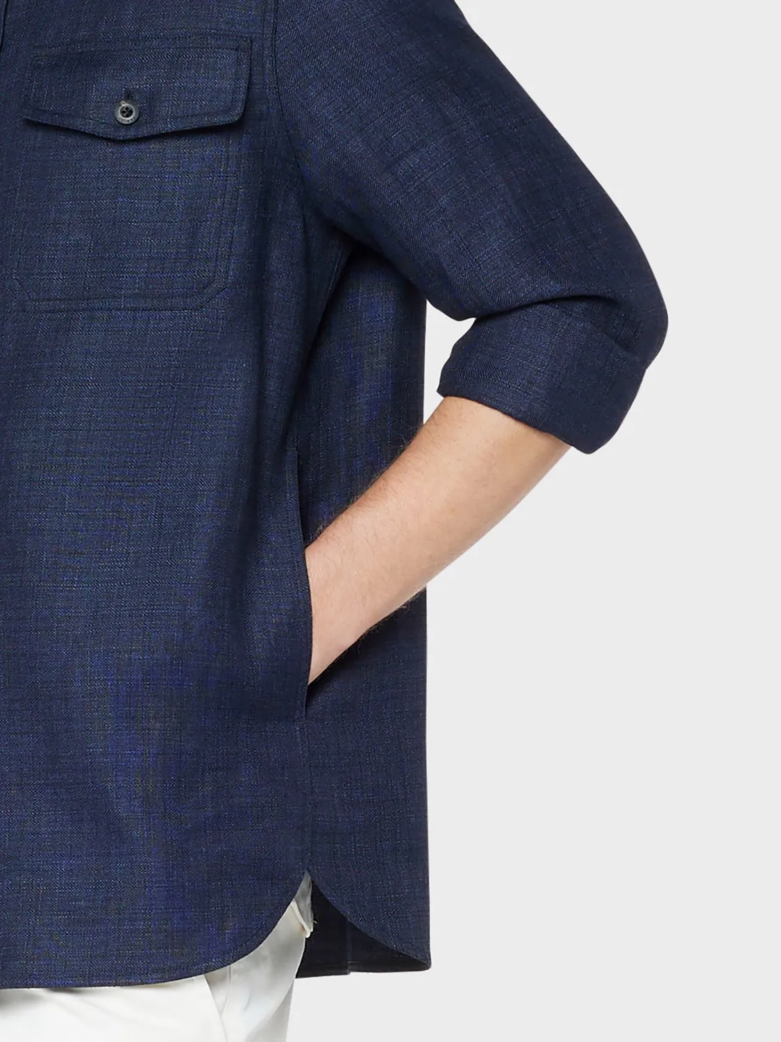Caruso Aida overshirt lino lana blu XS-XL
