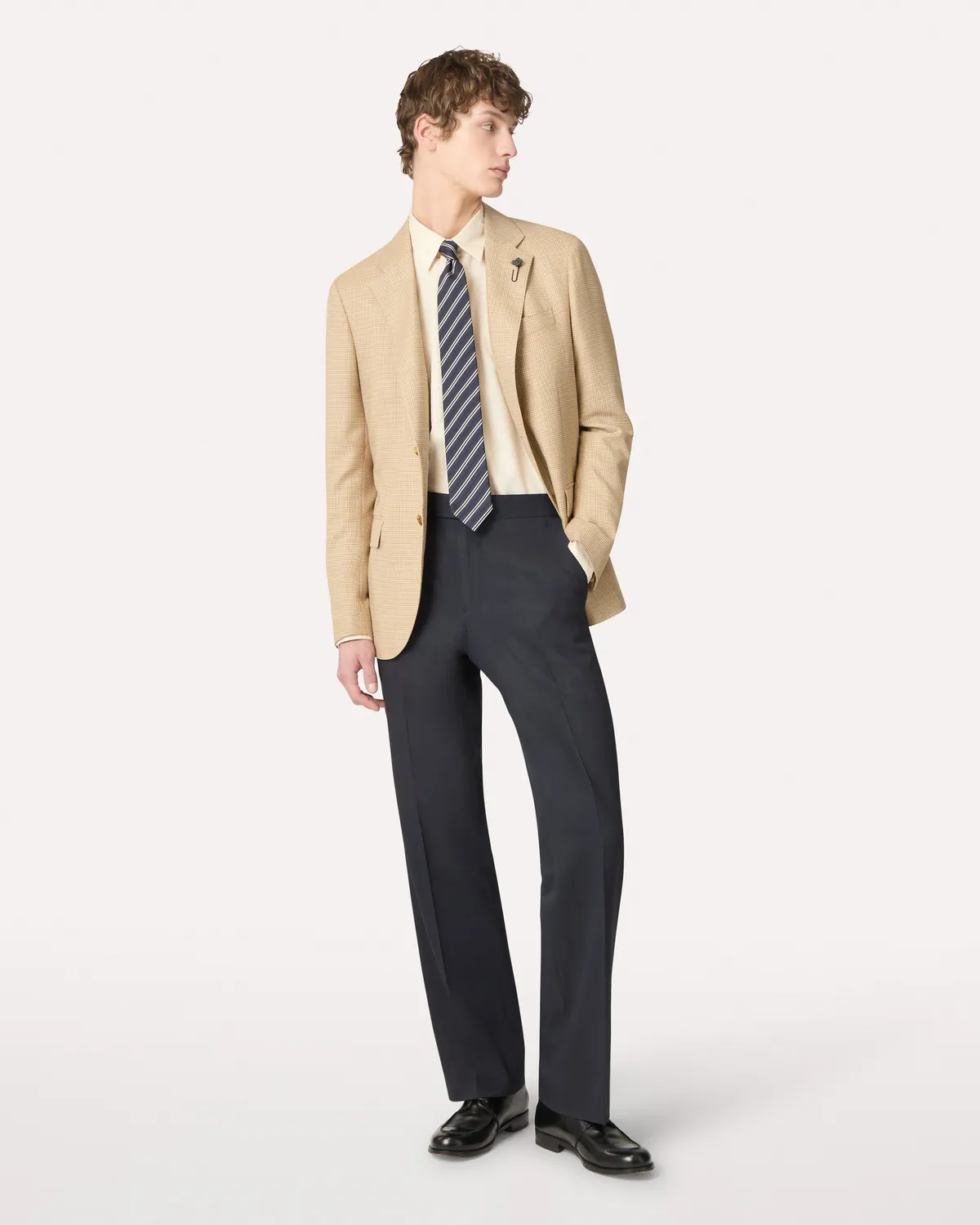 Lardini Pantalone Blu Crepe Gabardine Stretch Senza Pieghe