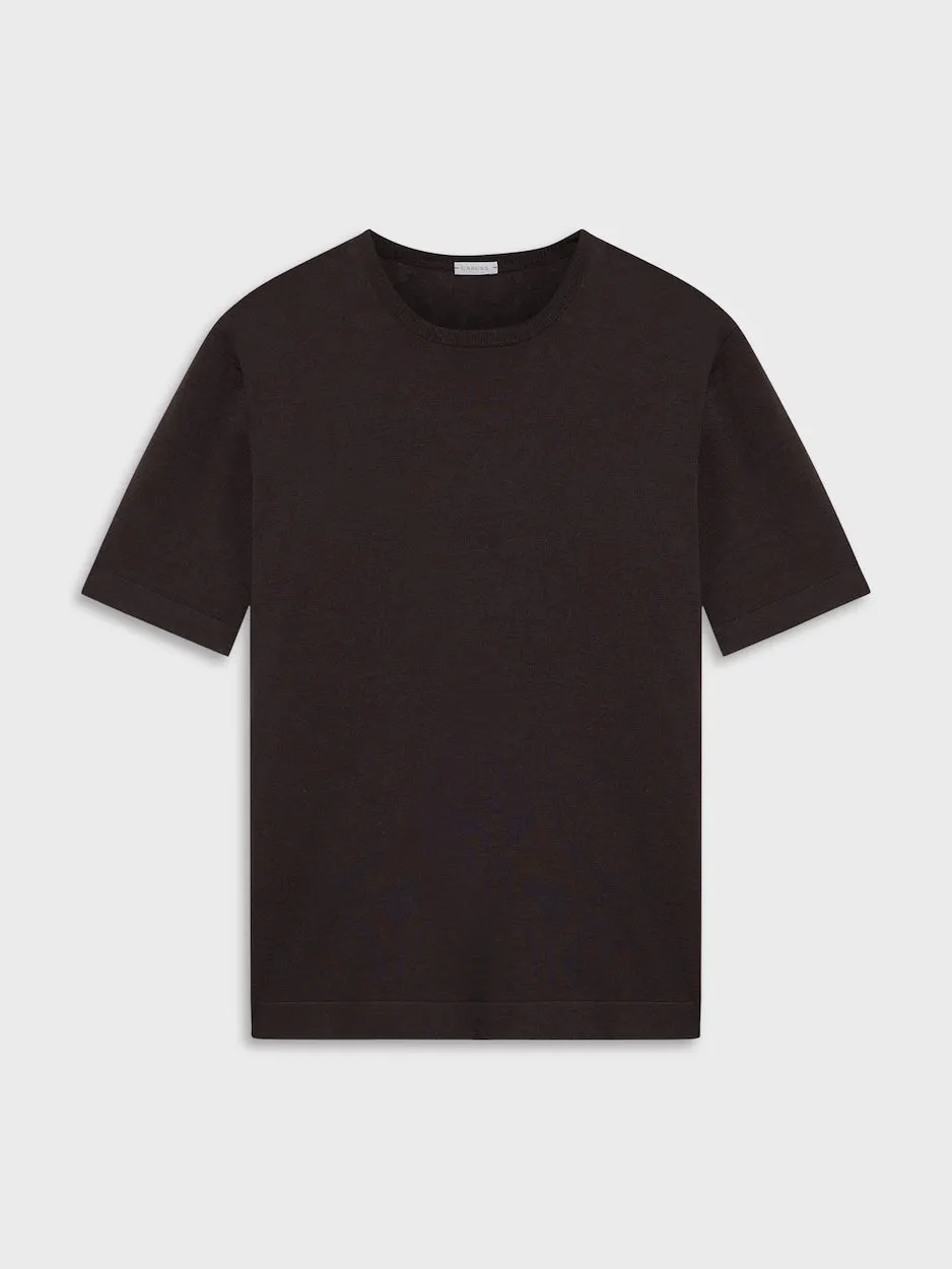 Caruso T-shirt in maglia seta e cotone marrone uomo
