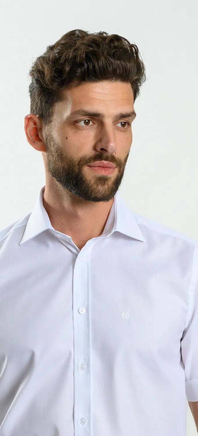 Alain Delon camicia manica corta bianca extra slim fit cotone