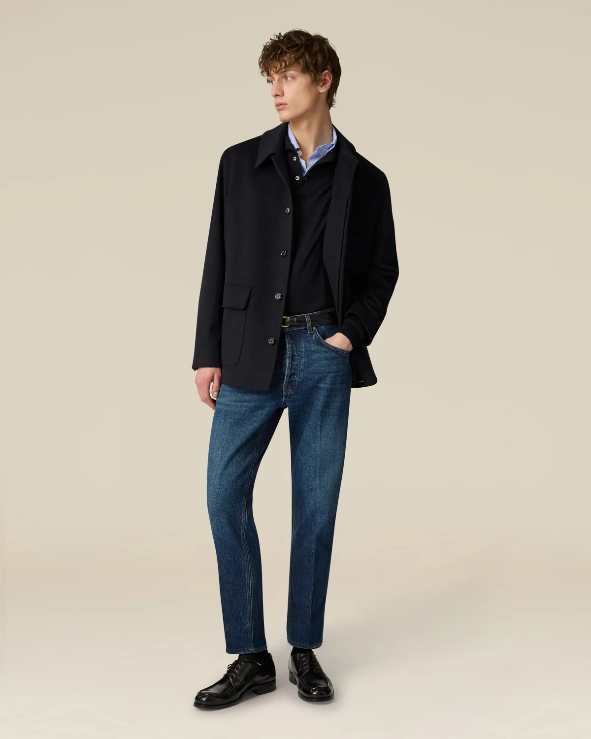 Lardini jeans blu scuro denim stretch carrot fit