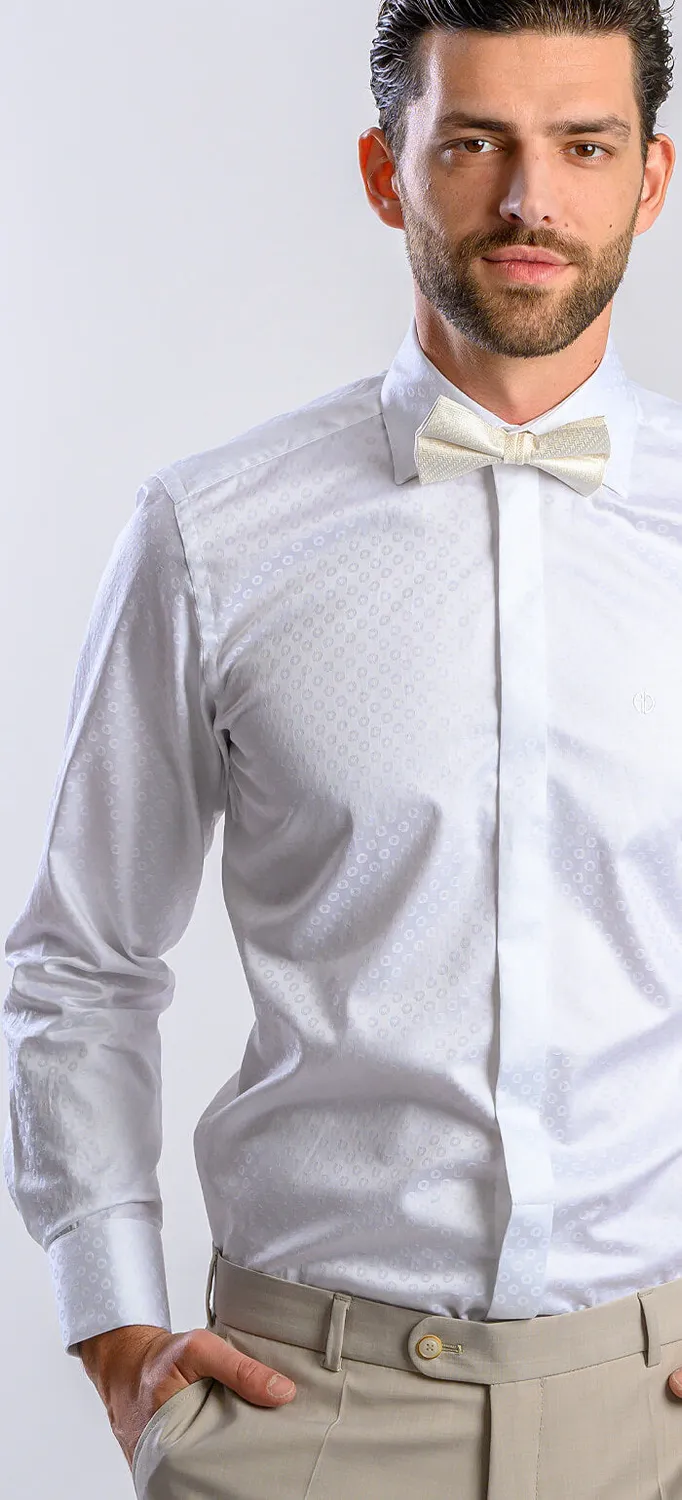 Alain Delon camicia bianca Extra Slim Fit fantasia cotone