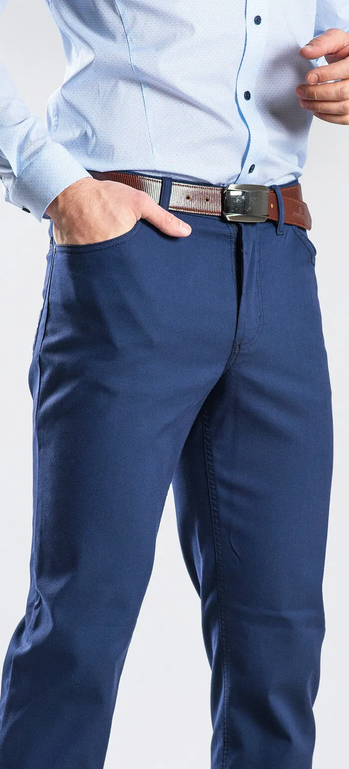Alain Delon Blue Five-Pocket pantaloni slim in cotone blu
