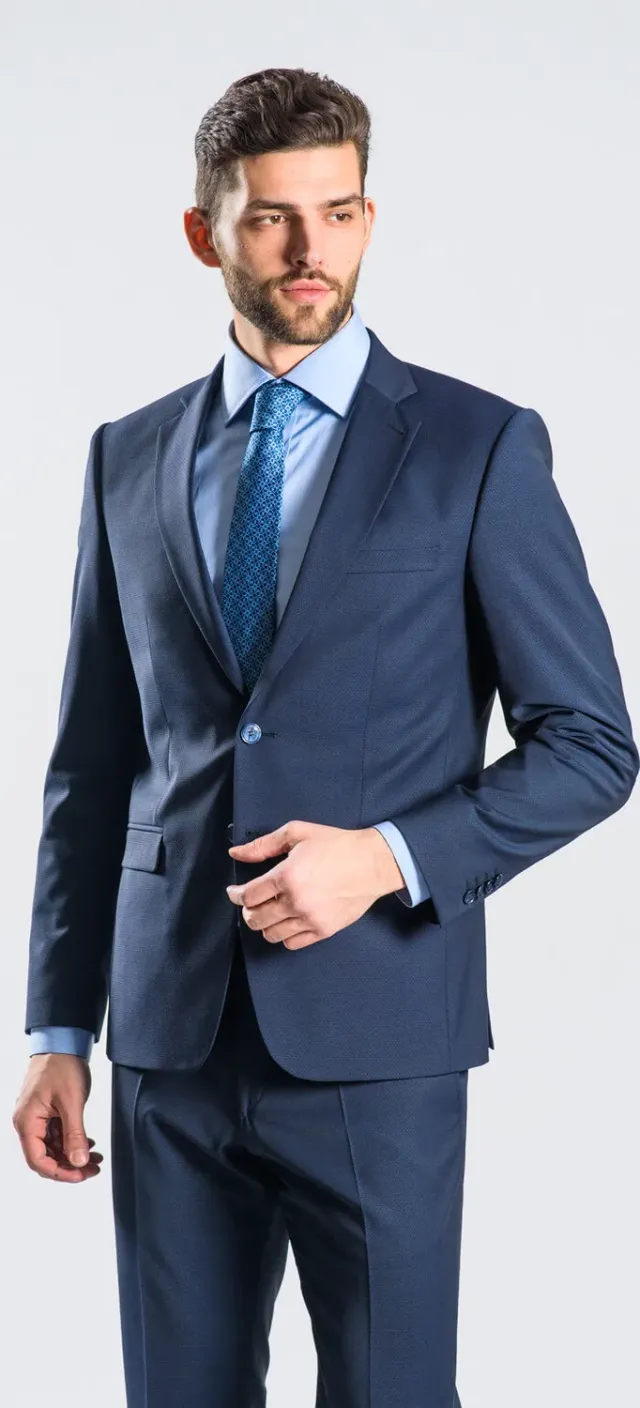 Alain Delon abito blu slim fit monopetto
