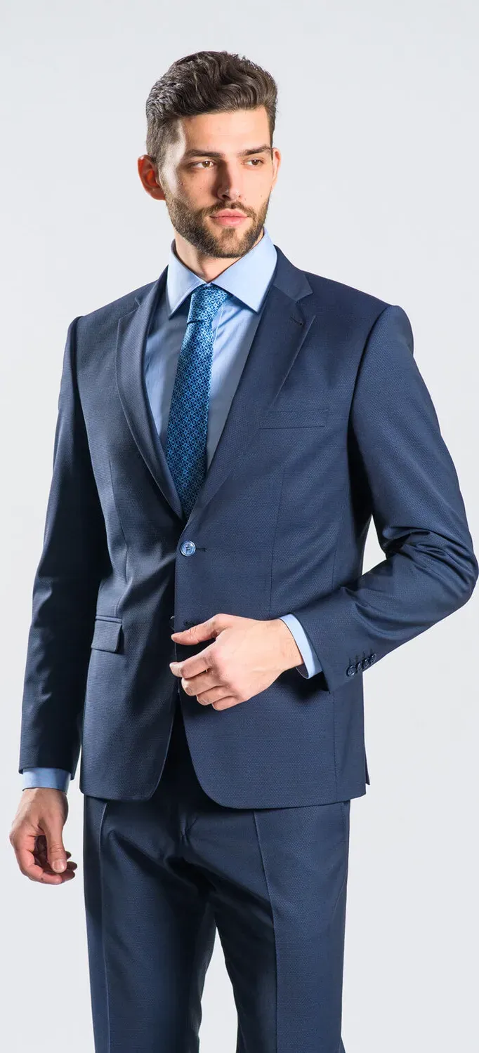 Alain Delon abito blu slim fit monopetto
