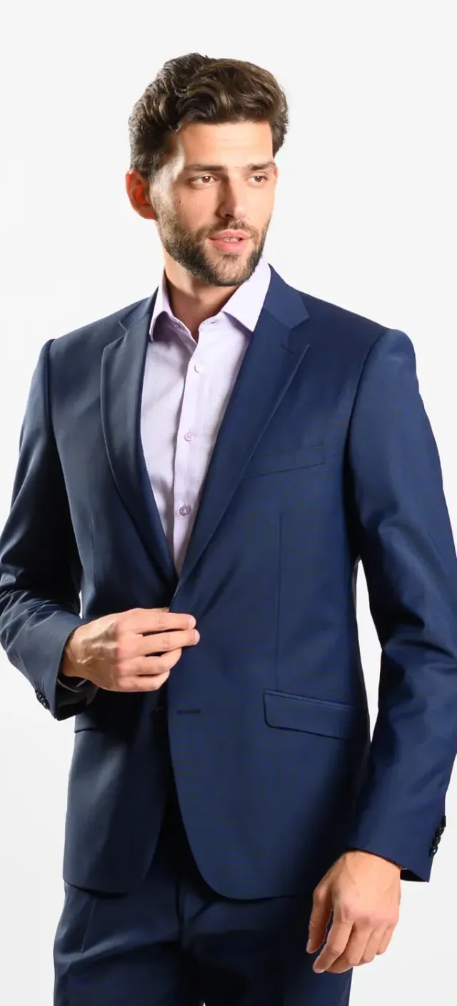 Alain Delon Slim Fit completo uomo blu stretch antigrinza