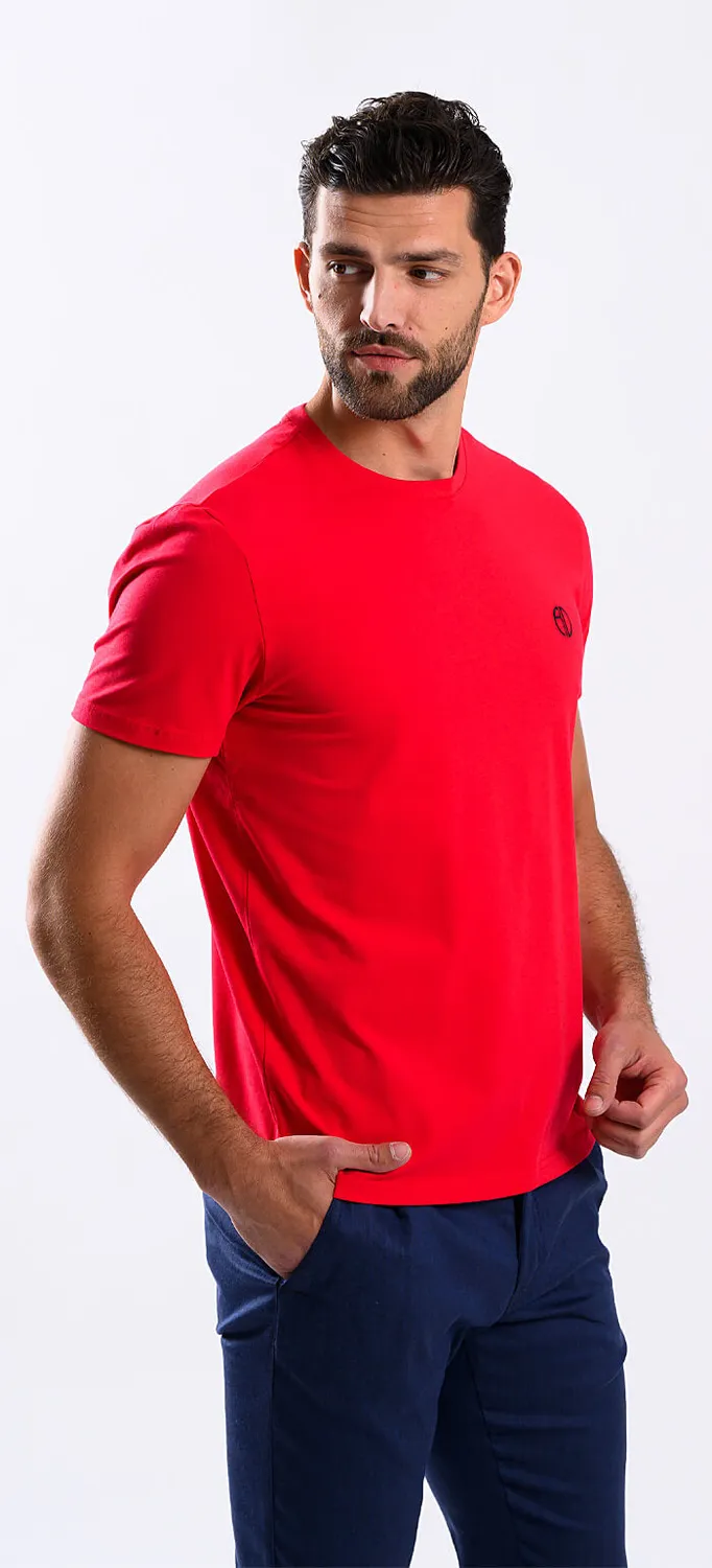 Alain Delon t-shirt slim rossa jersey cotone stretch