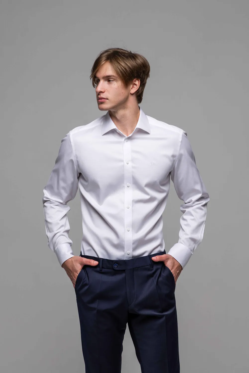 Alain Delon Extra Slim Fit camicia bianca classica elegante