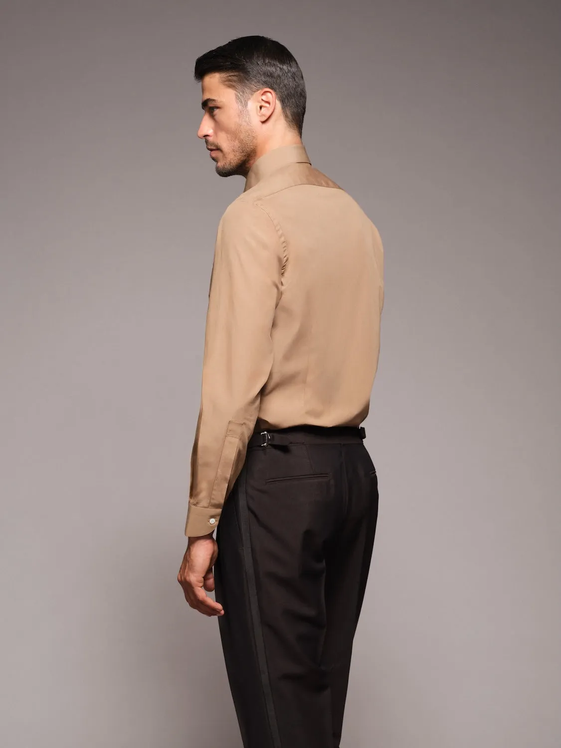 Caruso Butterfly camicia slim cotone cannella